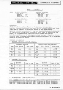 Polarex-Unitron Specifications - 1